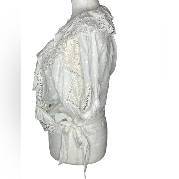 Anthropologie Forever That Girl Lacy Ruffled Wrap Blouse See all Blouse L NWT - Picture 5 of 16